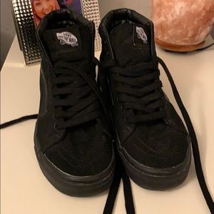 GENTLY WORN -  Black High Top Vans